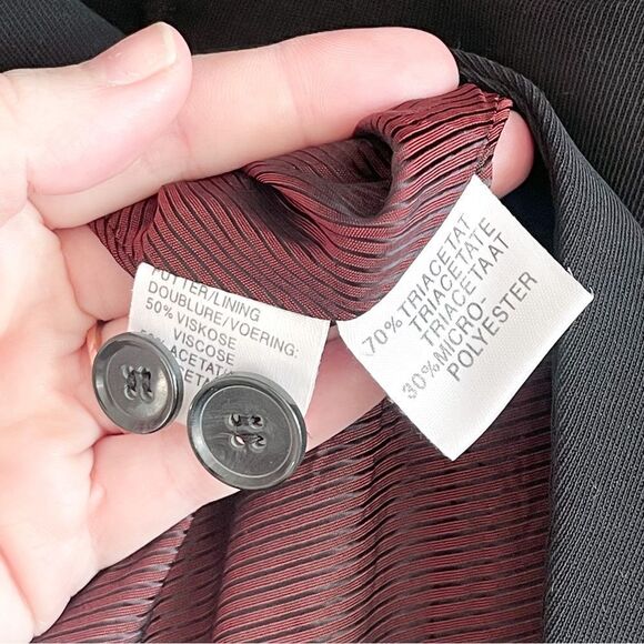 She Coat Jacket Black Women's 6 Notched Collar Lined Hidden Button Closure - Picture 8 of 8